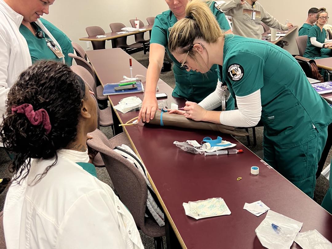 WfordCollege's tweet photo. Congratulations to our 42 LVN students who successfully completed the IV certification course with OnPoint IV Therapy last week! They are now skilled and confident in their ability to insert, manage, troubleshoot, and discontinue IV sites. #IVCertification #LVNStudents #Nursing https://t.co/mdkbkAJGXW