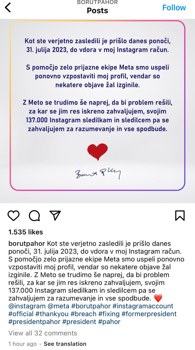 matejkalan's tweet photo. Skoraj tako kot Trump, ko je ostal brez Twitter sledilcev. Samo, da naš Pahor je bil hitreje nazaj 😎 https://t.co/weZ489hOXh