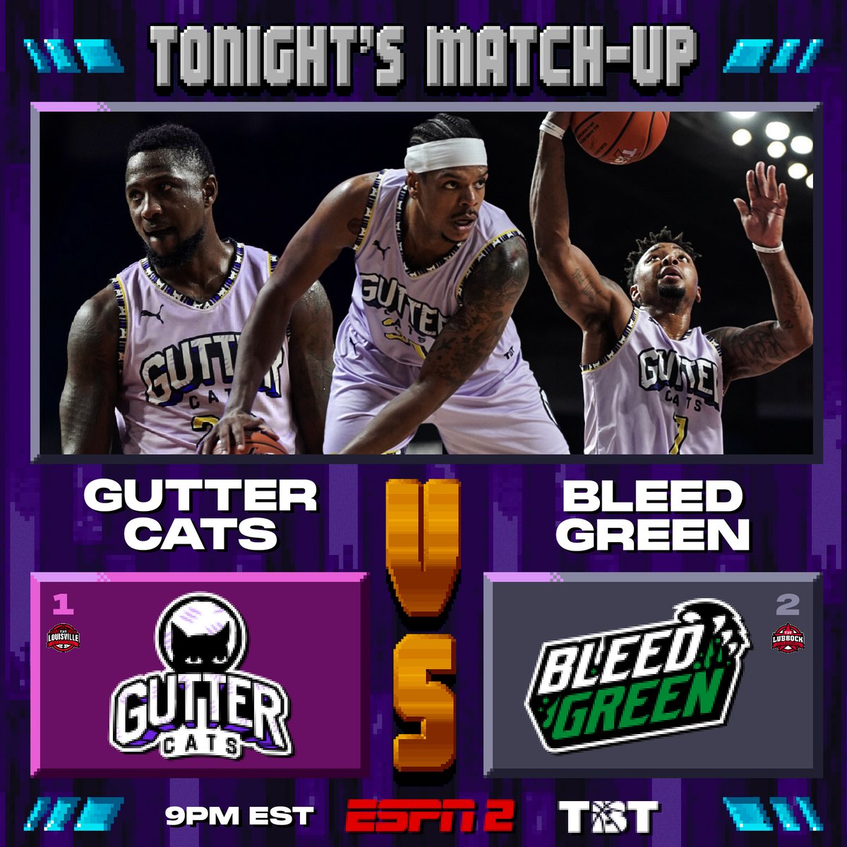 Tune in to ESPN2 tonight at 9 pm EST for <a href="/thetournament/">TBT</a> quarterfinal match up between #TeamGutterCats and Bleed Green. Gang Gang.
