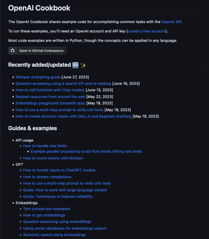 Jeande_d's tweet image. This Cookbook by OpenAI is an excellent resource that contains code and guides for performing common tasks with OpenAI API, ChatGPT, and their other services.

Some examples of guides from the Cookbook:

- How to count tokens with tiktoken: github.com/openai/openai-…

- How to…