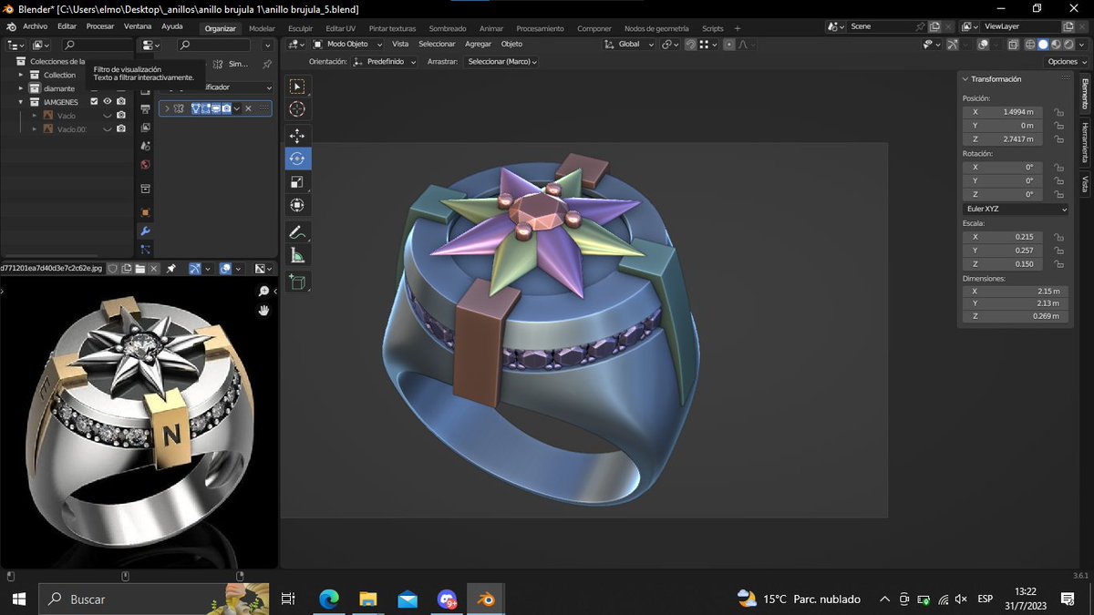 Chuchas_3D's tweet photo. Day 6, there is only one day left until the end of the challenge, I hope you like it :D
#blender3d #3djewelry #Ring #3dRing #blender #wireframe3d #modeling3d #jewelrydesigner #compassring #compass https://t.co/4W1q01CCLB