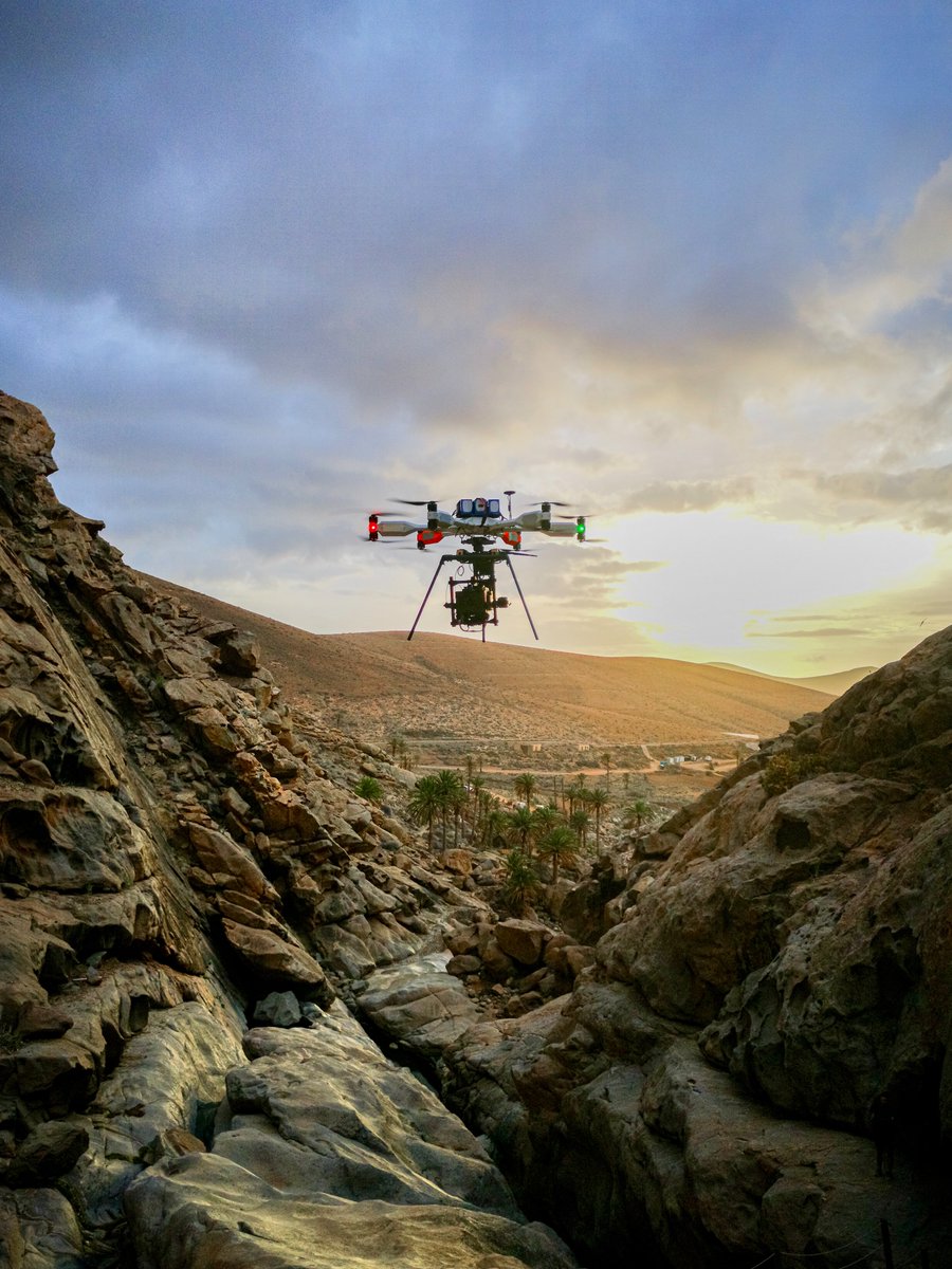 HelicopterFilmS's tweet photo. The @NewtonNordic Aerigon drone and @ARRI ALEXA Mini with @Zeisslenses CP3 lenses, on set for #Eternals in the Canary Islands. #AerialArray #AerialCinematography #AerialFilming #HelicopterFilms #HelicopterFilming #DroneFilming #Drone #Marvel #MCU https://t.co/YwyqbPsWZX