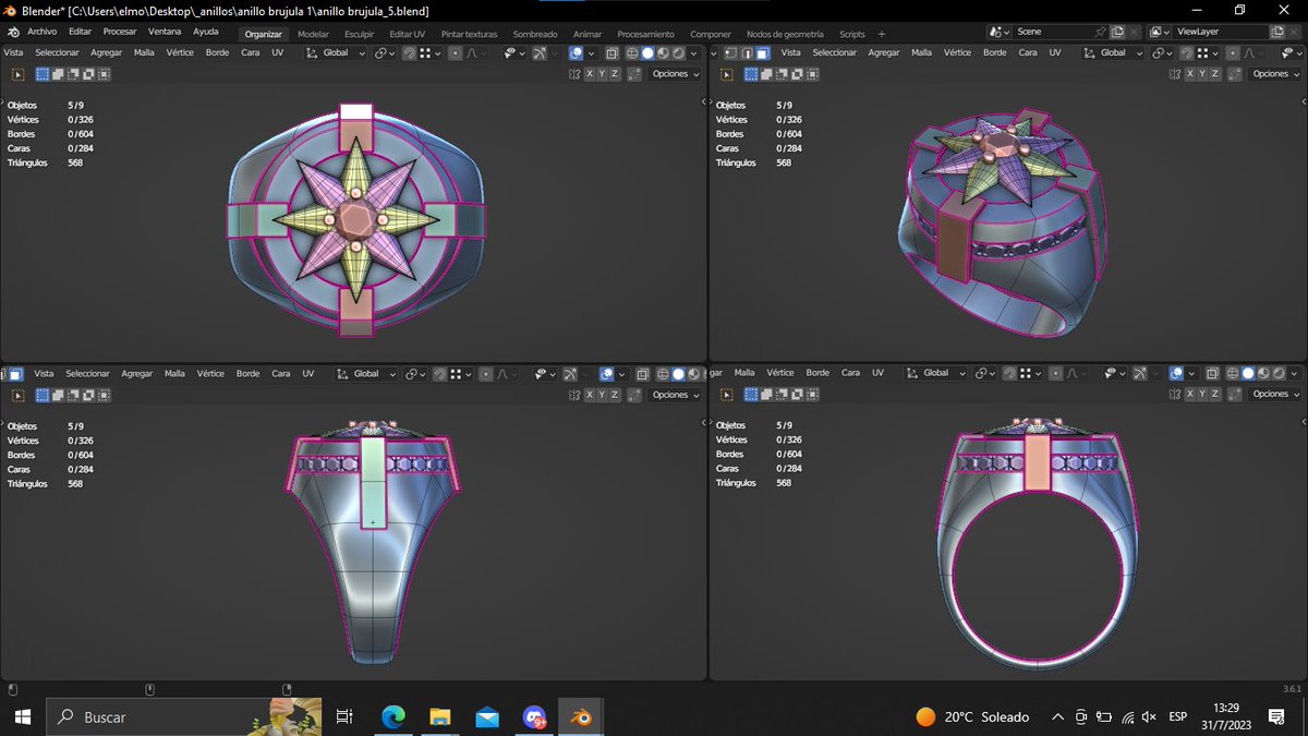 Chuchas_3D's tweet photo. Day 6, there is only one day left until the end of the challenge, I hope you like it :D
#blender3d #3djewelry #Ring #3dRing #blender #wireframe3d #modeling3d #jewelrydesigner #compassring #compass https://t.co/4W1q01CCLB