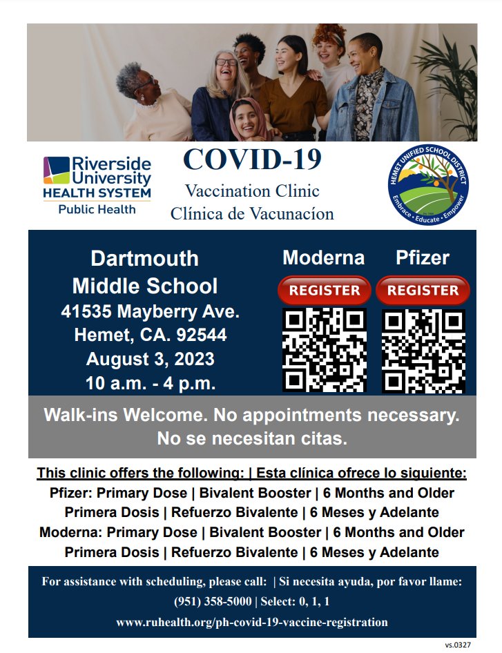 DMSKnights's tweet photo. TDAP Clinic at Dartmouth Middle School: Thursday, 8/3 from 10am-4pm. Please refer to the flyer for more information. https://t.co/ni7JeXfeki
