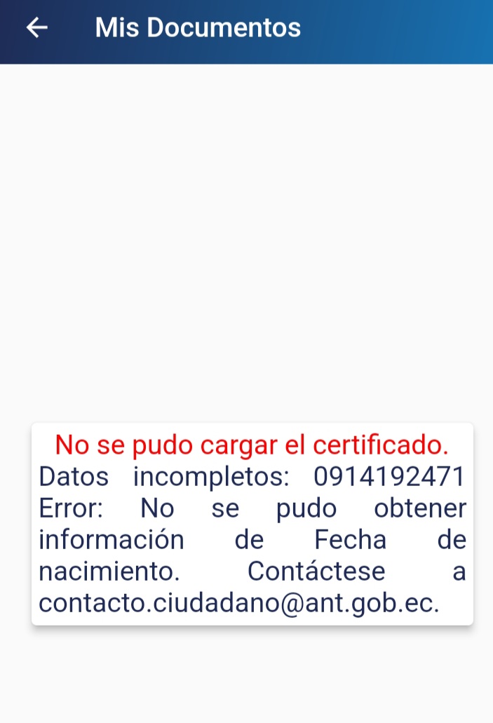 TOVICHI's tweet photo. @ANT_ECUADOR buen día, quiero visualizar mi licencia de conducir digital desde la aplicación https://t.co/jS75lAXBO3 pero me sale este mensaje. Por favor su ayuda con este asunto. https://t.co/l71UReB1J7