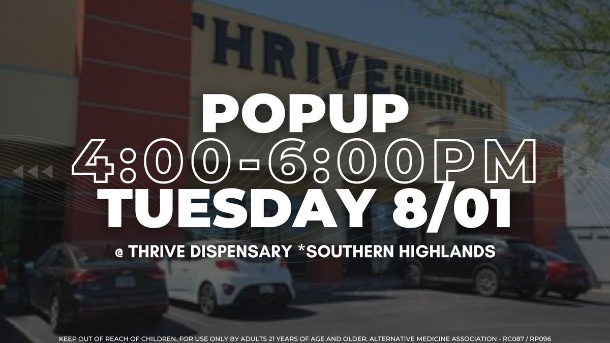 Popup today at @ Thrive Cannabis Marketplace in Southern Highlands from 4:00-6:00pm.