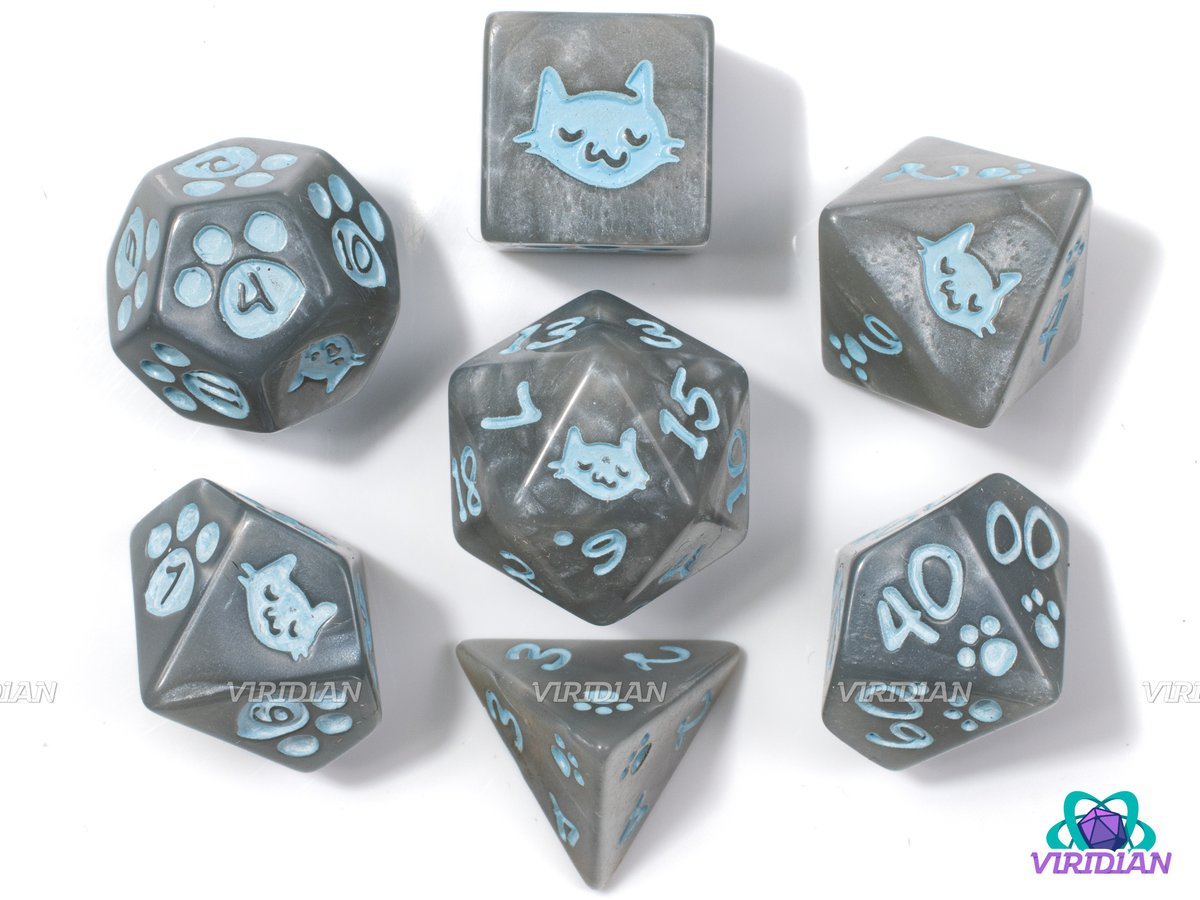 ViridianDice's tweet photo. 🎂 FLASH GIVEAWAY! 🎂

In honor of shop Dice Guardian Tux's 13th birthday, we're giving away these gray kitten dice! 

TO ENTER:
1⃣ RT this post
2⃣ Follow @ViridianDice 
3⃣ Wish Tux a happy birthday/post a cute pet pic!

US only! Pls have DMs open. Winner selected tonight, 7/31! https://t.co/dFAIVjSaby