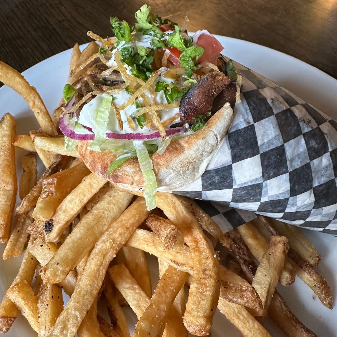 This gyro is only avail for a limited time, so dig in while you can!

Topped w lettuce, tomato, red onion, tzatziki &amp; potato hay. Skipped breakfast? Double up the meat for only $5.50!

#eatlocal #drinklocal #yourlocalpub #kwawesome #foodies #kwfoodies #summermenu #patioweather