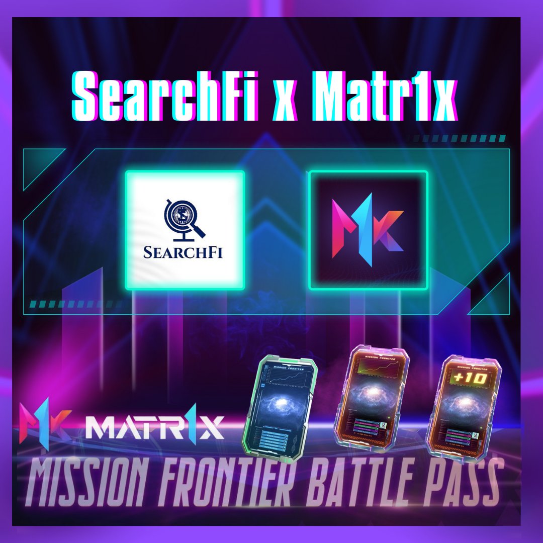 eth_apple's tweet photo. Exciting news! Our partner🔥  @Matr1xOfficial , is nearing its Alpha Test phase. 

Join SearchFi and Matr1x to get your exclusive battle pass and be part of this amazing game! 🎮 https://t.co/1Ocgz3QIR0