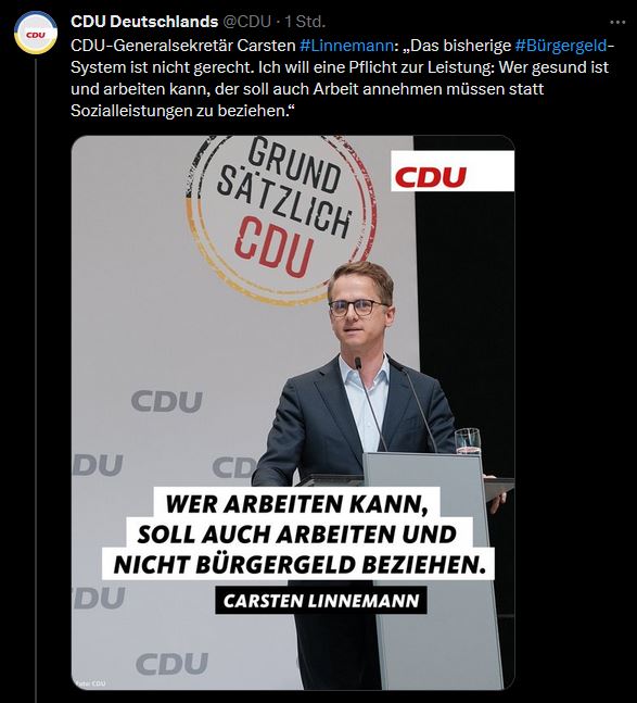 TinoPfaff's tweet image. Wann die Handlampe wohl Arbeitslager vorschlägt? 
#Linnemann #Zwangsarbeit #Bürgergeld