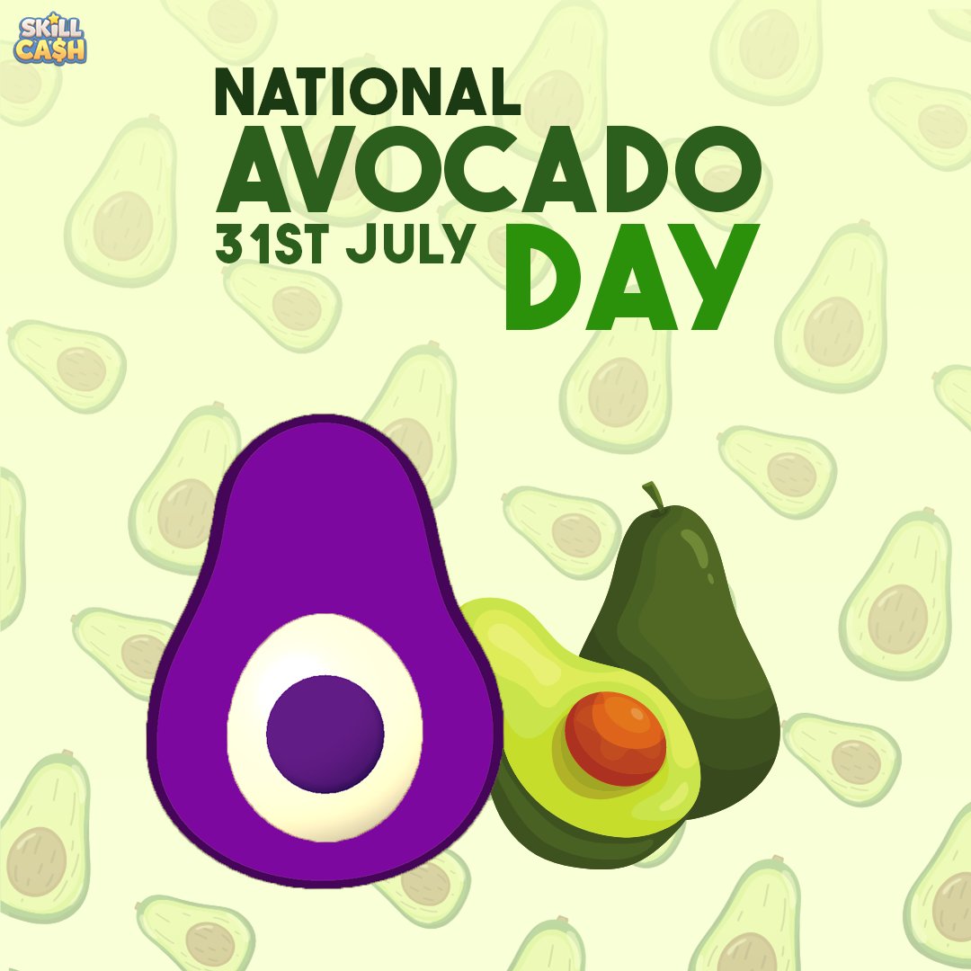 SkillCash's tweet photo. Hey there! Did you know that today is National Avocado Day? 🥑 It's the perfect excuse to treat yourself to some delicious avocado dishes, like guacamole or avocado toast. Don't miss out on this awesome opportunity to enjoy some scrumptious avocado goodness!  #AvocadoDay https://t.co/XpXdUAClsG