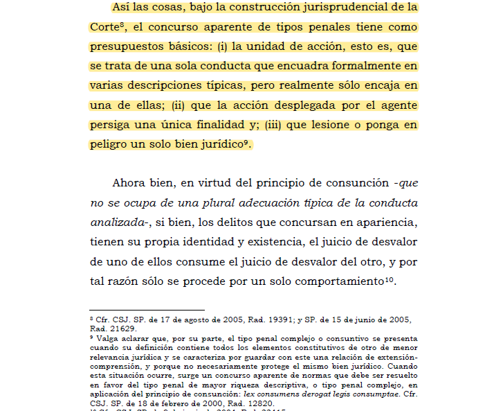 Melovides's tweet image. Elementos del concurso aparente de tipos: (i) la unidad de acción; (ii) que la acción desplegada por el agente persiga una única finalidad y; (iii) que lesione o ponga en peligro un solo bien jurídico. drive.google.com/file/d/14yIJa2…