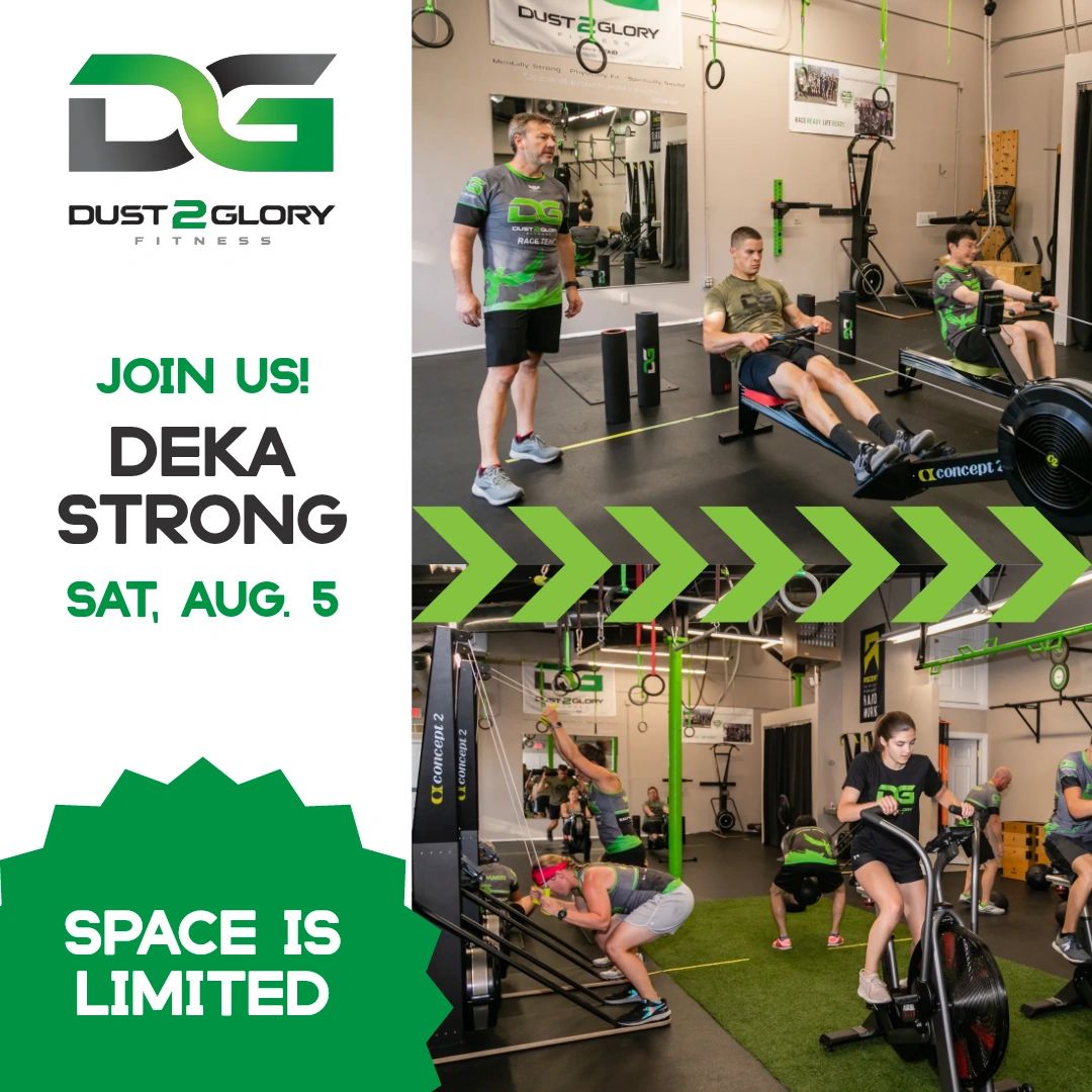 Dust2GloryOCR's tweet photo. It's coming up this Saturday! Spartan DEKA &amp; Dust2Glory Fitness are excited to host another DEKA STRONG. It consists of 10 functional training zones with zero running. Compete and earn your DEKA STRONG mark! Limited spots are available, so sign up now: https://t.co/wTGcdYcsTQ. https://t.co/BXC26CgVf9
