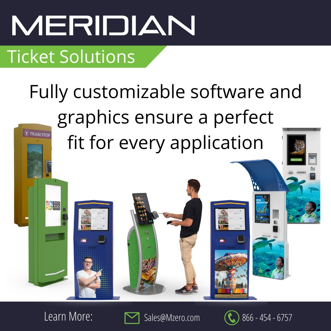 Fully customizable interfaces & graphic packages, our ticket solutions are designed to fit seamlessly into any park, zoo, or aquarium. Learn more at Sales@Mzero.com or 866-454-6757 #Meridian #Tickets #Laborsaving #themeparks #customizable #selfservicesolutions #MeridianKiosks