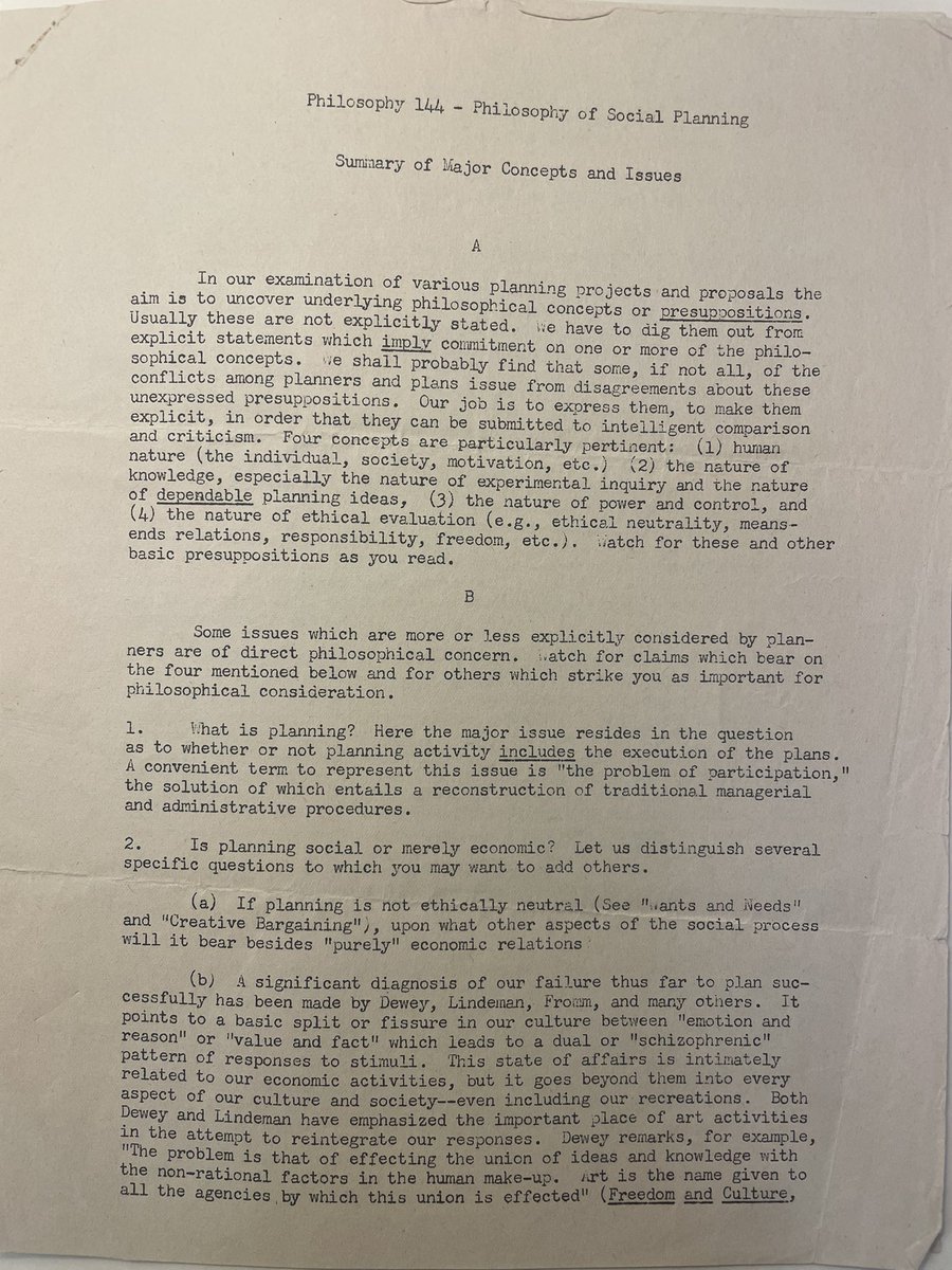 Dr__Cedeno's tweet image. Had the chance to read Dewey’s original archives and found several syllabi. It’s amazing how different they are from mine! He was generous with descriptions and definitions, with no grade breakdown. What's the most unconventional #syllabus you've seen?  #JohnDewey #philosophy