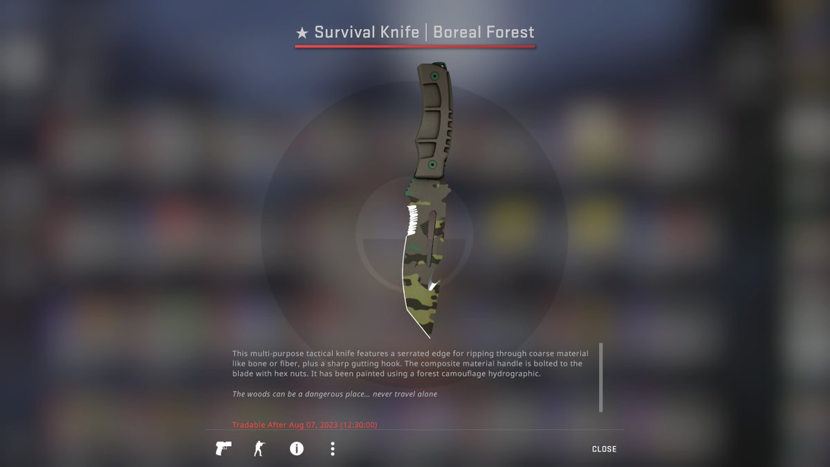So finally after a long time, here's one for the await of Cs2! 
#Giveaway  
Get a chance to win this amazing Survival Knife | Boreal Forest.   
Only 2 steps to enter and win! 

1. Follow me and  <a href="/kato14/"></a>

2. Retweet!  

Winner announced on Sunday!  
All the best!