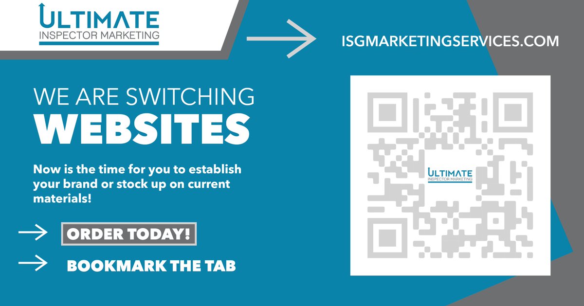 RWS_ISG's tweet photo. 📢 Exciting News! Ultimate Inspector Marketing is upgrading its website! 🎉 Now is the perfect time to establish your brand or stock up on #MarketingMaterials. Get your digital images or printed materials today!  Visit https://t.co/ja4cTLr4TI &amp; bookmark the tab! #HomeInspectors https://t.co/9V0PYiRobH