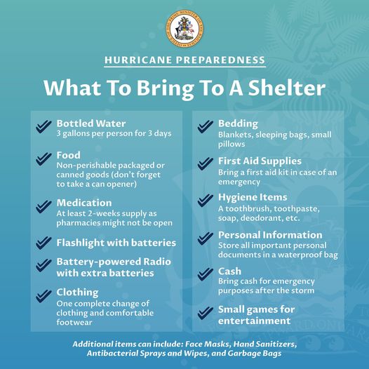 What to bring with you to the shelter. Be prepared! #Hurricanes #BahamasStrong instagram.com/p/CvXK7KtMRw_/