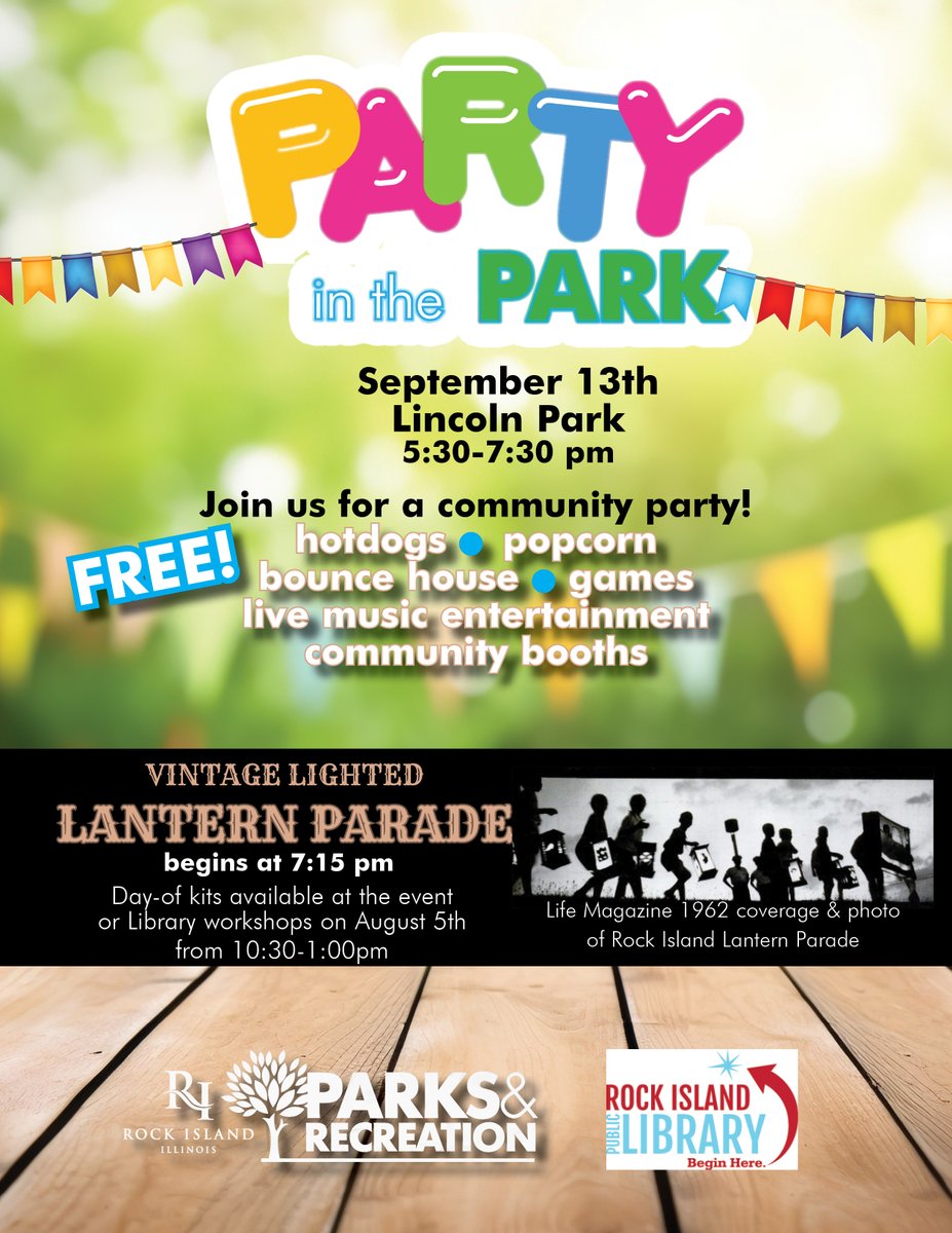 We're bringing it back! Vintage Lantern Parade featured at Party in the Park.  Don't pass up this chance for all ages to experience this night of free food, entertainment and revival of history. rigov.org/CivicAlerts.as… 
<a href="/RILibrary/">Rock Island Library</a>
