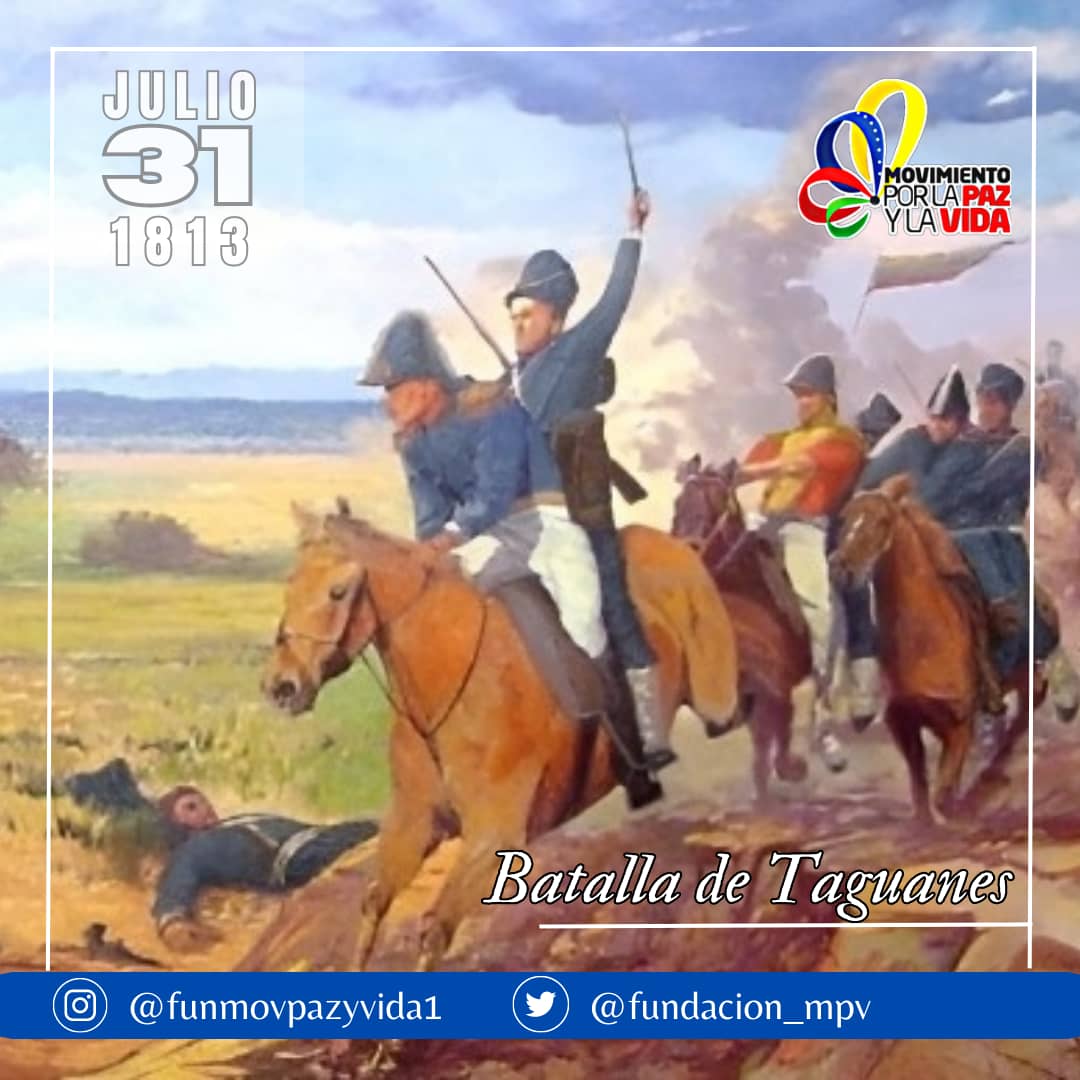 La Batalla de Taguanes fue un enfrentamiento militar ocurrido el 31 de julio de 1813 en el contexto de la Guerra de Independencia de Venezuela entre las fuerzas realistas y republicanas durante la llamada Campaña admirable de Simón Bolívar.¡ETIQUETA DEL DÍA! 
#MaduroTieneUnBeta