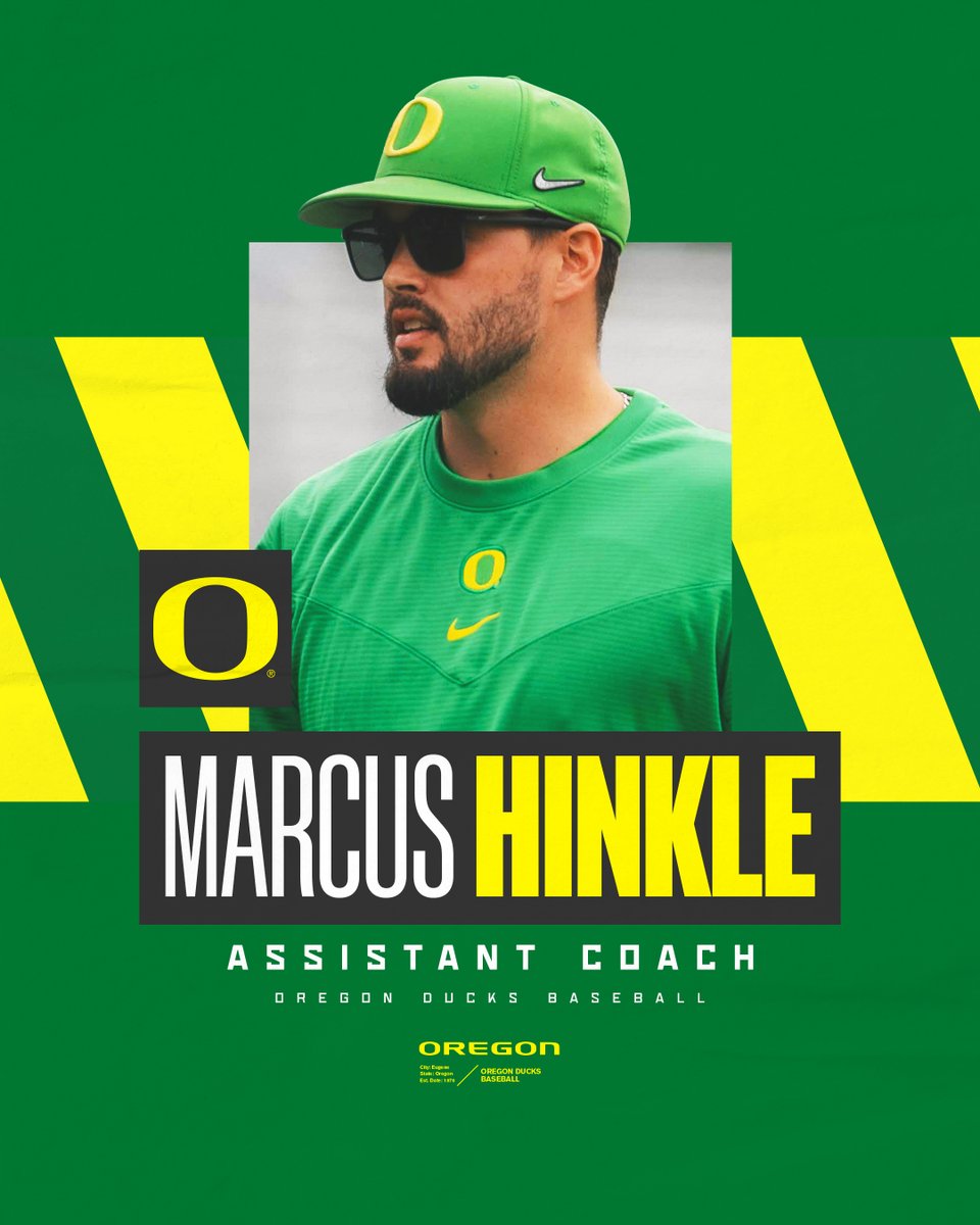 𝐖𝐞𝐥𝐥 𝐃𝐞𝐬𝐞𝐫𝐯𝐞𝐝

Congratulations <a href="/Hink1544/">Marcus Hinkle</a> on your move from volunteer assistant coach to assistant coach. A key cog in the success of the program the last four years. Great to see your efforts rewarded! 

#GoDucks | <a href="/d1baseball/">D1Baseball</a>