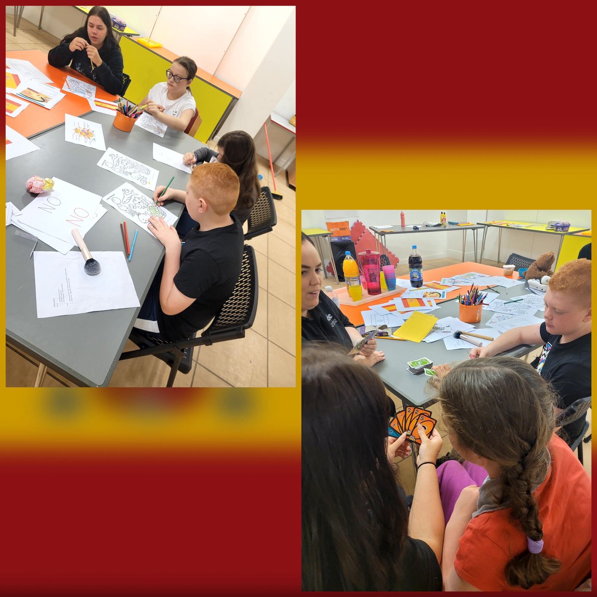 stridetheatre's tweet photo. For our first day of Wakefield Play-scheme we introduced our theme of the week which is Spain! 🇪🇸  Some of our members opened a hair dressers… the creations were just spectacular! 💇‍♀️ #TEAMSTRIDE 🎭 https://t.co/HFMqEJJCTW