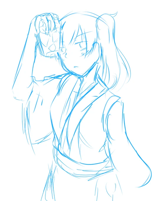 冷たいグラスを額に当てる加賀さん落書き