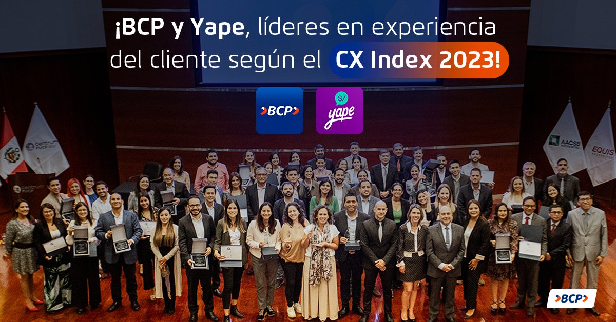 PavelRamirezS's tweet image. BCP y Yape se destacan en el CX Index 2023 🏆 en banca y app de banca, brindando la mejor experiencia a sus clientes. ¡Excelente trabajo! 💪🏻 #BCPYape #ExperienciaDelCliente #CXIndex #Líderes #MejorExperiencia #Credicorp