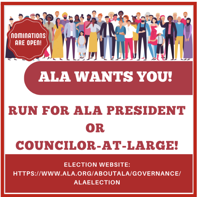 joycevalenza's tweet photo. #Run4ALA Find out more about running for ALA President and Councilor-at-Large! Attend the Town Hall on August 3 at 12:30pm EST. A recording will be available after the event. https://t.co/33Y9oopswS @AASL @YALSA #tlchat #istelib #futurereadylibs https://t.co/411AS83755