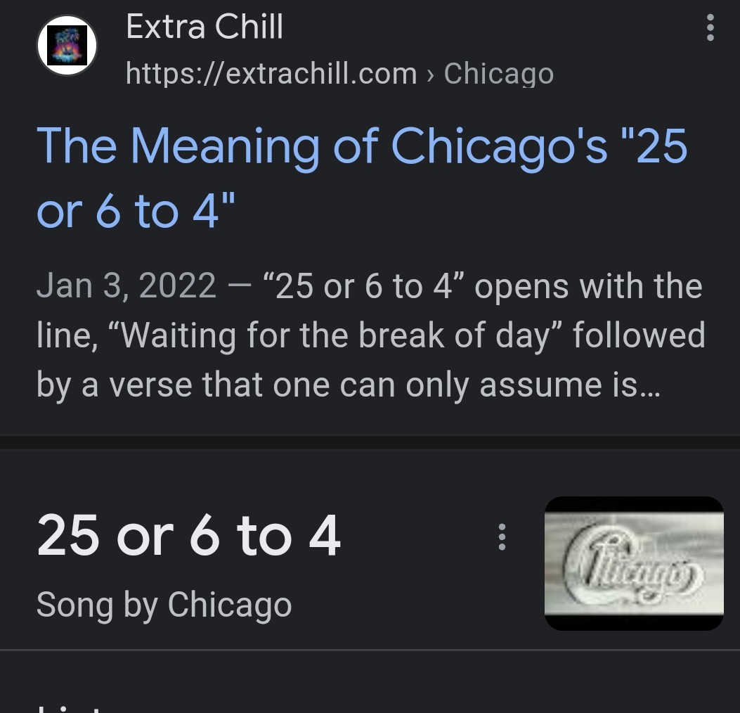 boblesser's tweet photo. 45 years after marching band and my first exposure to the song...
Well...
Thank you Google.
This mystery is over!!!
#Chicago25or6to4 https://t.co/l1HaMomDE2
