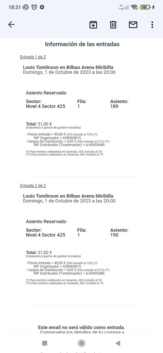 CindyConde97's tweet photo. #VENDO 2 ENTRADAS #LouisTomlinson en #Bilbao a precio original de venta. Vendo porque no puedo ir 🥺💔 Porfavor ayudarme a compartir 🙏🏻 Por si alguna personita se ha quedado sin entradas😔 Me duele el pecho solo de poner este tweet💔🥺 https://t.co/OqE53U8xal