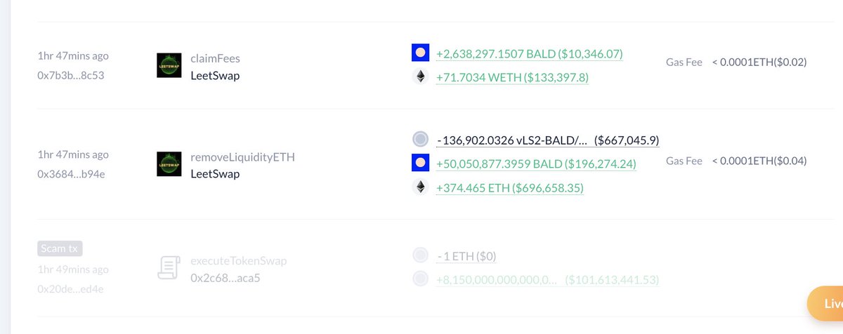 lookonchain's tweet photo. The $BALD deployer has removed all liquidity of BALD/ETH.

He bridged 9,385 $ETH to #Base, and now he holds 12,433 $ETH, earning 3,048 $ETH ($5.7M) in 2 days.
https://t.co/MghRrP9jw5 https://t.co/UgFi71mY5D