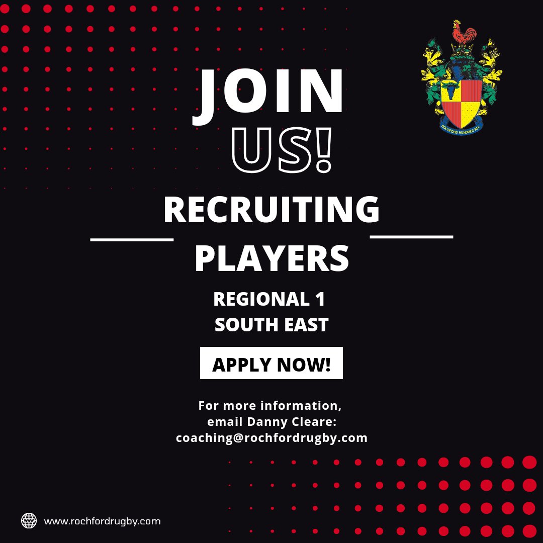 RochfordRugby's tweet photo. 🌟PLAYERS WANTED🌟
We are looking for experienced and ambitious players to strengthen our squad for the upcoming season.
#rochfordrugby #recruitment #rugby #rugbyrecruitment #playerswanted #playrugby #joinus #joinourclub #joinourteam #rugbyunion #essex #ApplyNow #essexrugby https://t.co/okjFkJBEIM
