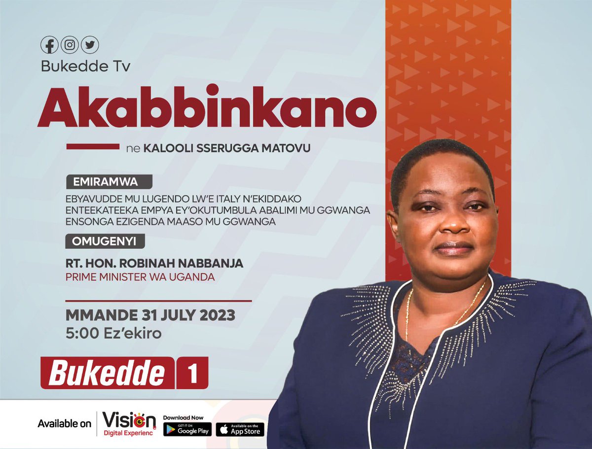 Bukedde One will host me on Akabbinkano at 11:00pm tonight. Please tune in @bukeddetv