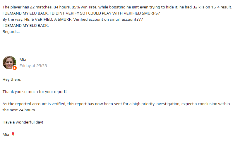 vul333's tweet photo. @FACEIT @FACEITSupport 
A player smurfing on verified account, this is best you could come up with?

The account that I reported:
https://t.co/JpHvprb75S

This person knew every 128-tick exclusive instant window smoke on mirage with 84hr Steam playtime?
🤡🤡🤡
#CSGO #CS2 https://t.co/W0ZygGin3d