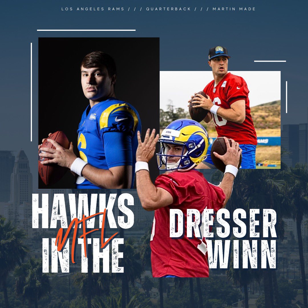 UTM_FOOTBALL's tweet photo. This week on Hawks in the NFL we are featuring Martin standout and Dresden Tennessee local Dresser Winn.

Currently signed with the Los Angeles Rams, Winn played an integral role in notching back-to-back OVC regular season championships in 2021 and 2022. https://t.co/XRjzhcO5so