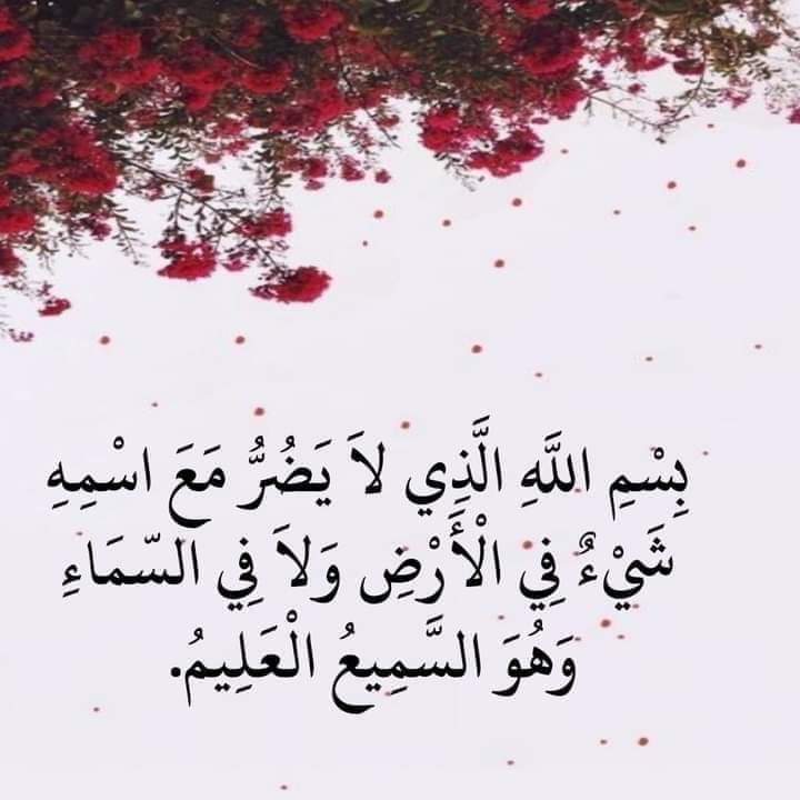 بِسْمِ اللَّهِ الَّذِي لاَ يَضُرُّ مَعَ اسْمِهِ شَيْءٌ فِي الْأَرْضِ وَلاَ فِي السّمَاءِ وَهُوَ السَّمِيعُ الْعَلِيمُ.