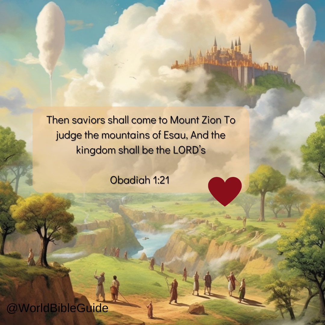 WorldBibleGuide's tweet photo. 🌄 Obadiah 1:21 🌄
In this powerful verse from the book of Obadiah, we encounter a prophecy that speaks of hope and restoration. "Then saviors shall come to Mount Zion, to judge the mountains of Esau, and the kingdom shall be the LORD's."
#bible #bibleverse #bibleexplained https://t.co/PrRTVOftnn
