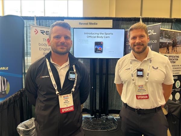 We're at the @NASOofficiating Summit in Riverside, CA! Come by booth #13 to meet Jack Ashton and Matthew Heptonstall, who are demonstrating our referee safety cam as used by the English @FA in their current trial.

#BodyCameras #RefereeBodyCam #SportsOfficials