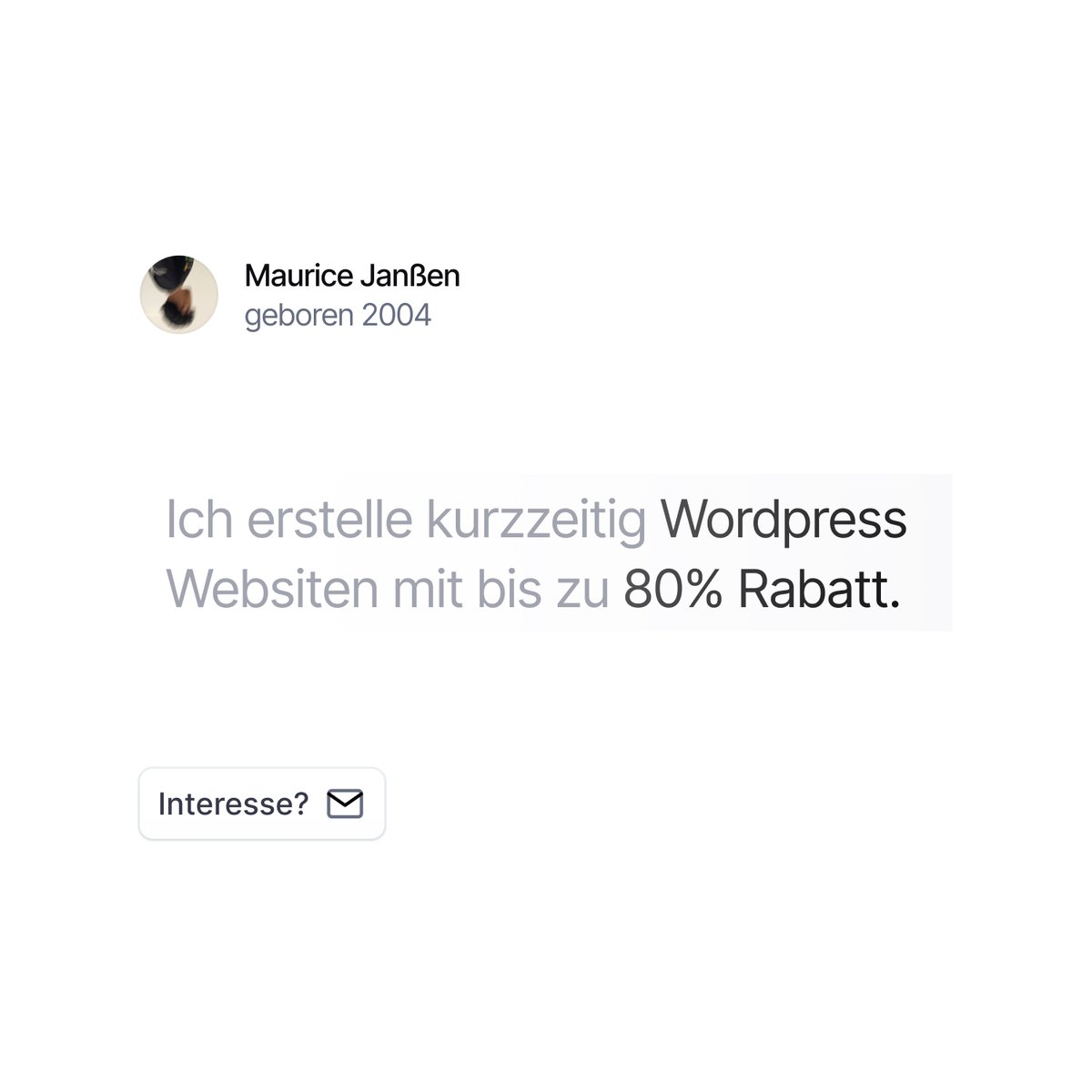 mbzy04's tweet photo. Ich möchte meine Wordpress Fähigkeiten auffrischen.

1-2 Esport-Teams oder Freelancer können eine Website von mir erhalten – bis zu 80% Rabatt! 😳

Einfach eine DM schreiben 📩 
Rt's wären nett ❤️ https://t.co/5ZY4Qnikfe