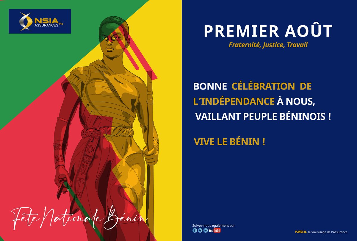 nsia_vie's tweet photo. L’indépendance n’est pas un état de chose, c’est un devoir !
NSIA Vie Assurances, vous renouvelle son engagement à vous accompagner dans la mise en place de solutions d'assurances. 
Belle célébration du 1er Août à tous.
#NSIAVieAssurances #GroupeNSIA
 #independanceday https://t.co/SLMEh9HfDc