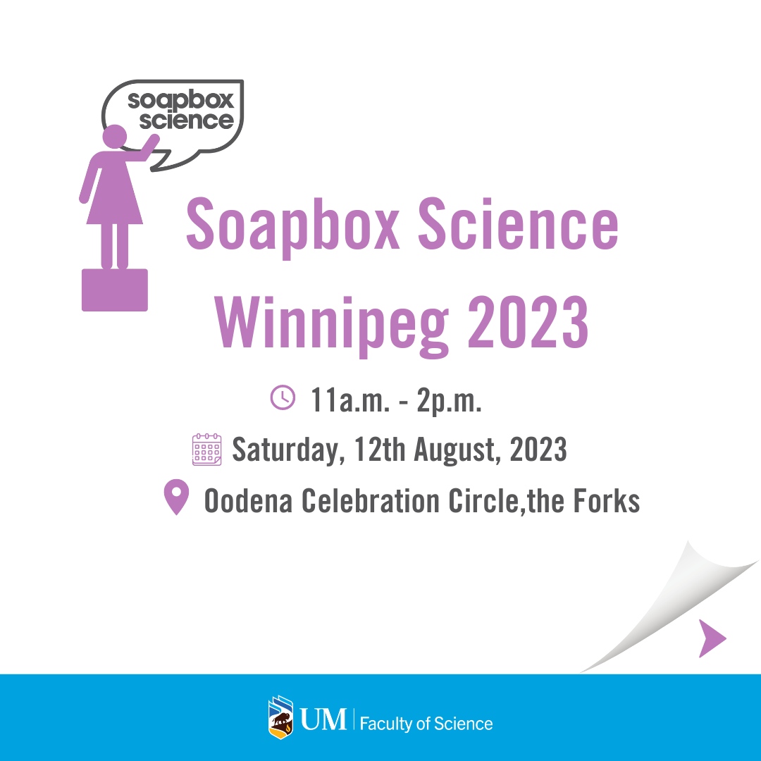 umanitobasci's tweet photo. 🔬 Join us for an empowering celebration of science at Soapbox Science Winnipeg 2023! 🌟

🌍 Discover the brilliant minds of leading women and non-binary scientists💡 

Don't miss out on this FREE event. See you there!

#UMScience #UManitoba #UManitobaSci https://t.co/yRRc131YCz