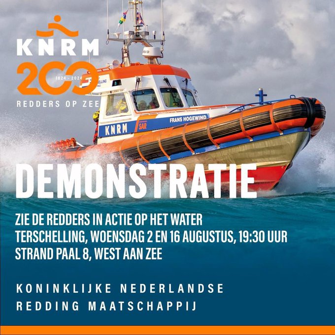 VAKANTIETIP!!!!! #Terschelling #Noordzee #WestAanZee #Paal8 #KNRM #Lifeguards #Kustwacht #Demonstratie #Reddingboot 👇👇