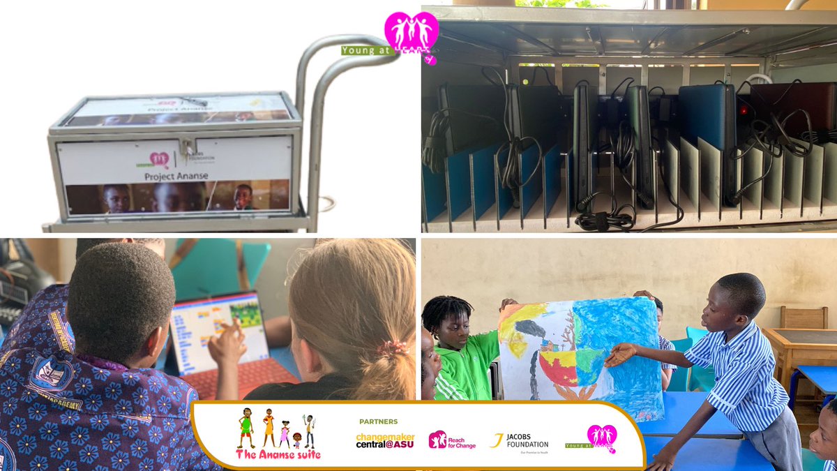 youngatheartgh's tweet image. #LabandLibraryonWheels - our approach to the access gaps in tech aided learning entails:

1. Our computer labs in a cart - Cost efficient, no need to build a new lab

2. Solar power option for contexts without electricity 

3. Story &amp;amp; game-based resources for engaged learning