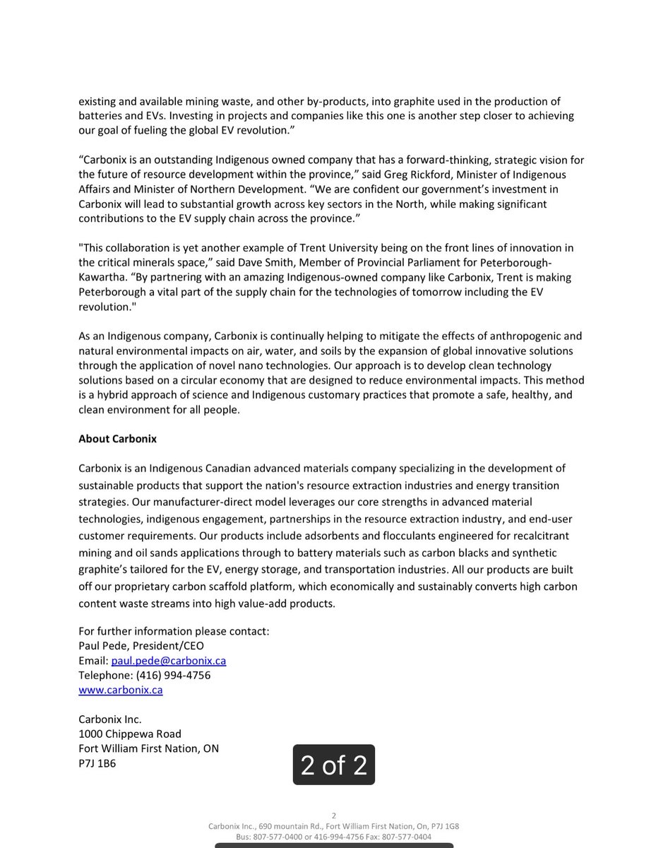 Carbonix (@carbonixinc) on Twitter photo Carbonix Receives Investment from the Ontario Governmentâs Critical Minerals Innovation Fund <a href="/CTVNews/">CTV News</a> <a href="/CBCNews/">CBC News</a> <a href="/TrentUniversity/">Trent University</a> <a href="/CleantechCommon/">Cleantech Commonsâ˘</a> <a href="/NorthOntarioBiz/">NorthOntarioBiz</a> <a href="/NorthON/">Ontario Northern Economic Development and Growth</a> <a href="/CBCOntMorning/">Ontario Morning</a> <a href="/ONgov/">Ontario Government</a> <a href="/globalnews/">Globalnews.ca</a> #indigenousbusiness #advancedmaterials #activatedcarbon #criticalminerals Carbonix Receives Investment from the Ontario Governmentâs Critical Minerals Innovation Fund <a href="/CTVNews/">CTV News</a> <a href="/CBCNews/">CBC News</a> <a href="/TrentUniversity/">Trent University</a> <a href="/CleantechCommon/">Cleantech Commonsâ˘</a> <a href="/NorthOntarioBiz/">NorthOntarioBiz</a> <a href="/NorthON/">Ontario Northern Economic Development and Growth</a> <a href="/CBCOntMorning/">Ontario Morning</a> <a href="/ONgov/">Ontario Government</a> <a href="/globalnews/">Globalnews.ca</a> #indigenousbusiness #advancedmaterials #activatedcarbon #criticalminerals