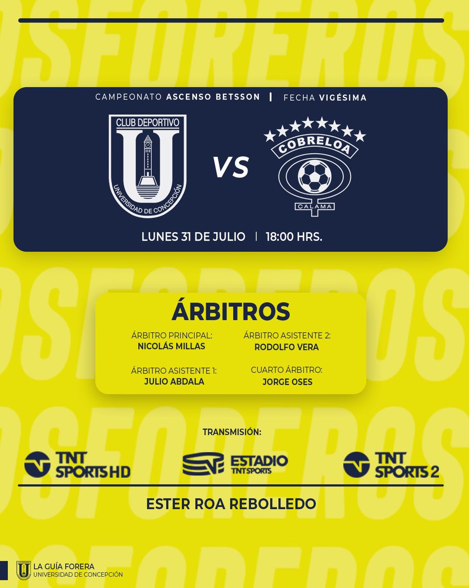 FutbolUdeC's tweet photo. 📊⚽️ PF Alimentos nos presenta La Guía Forera con lo que necesitas saber en la previa del encuentro de esta tarde ante @Cobreloa_SADP. 

#VamosLosForeros https://t.co/5wtpkJ6EjK