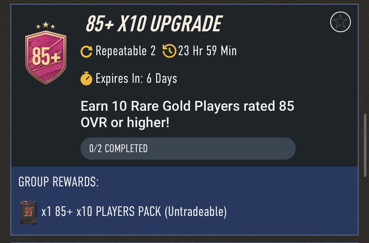 FIFA22_INFO's tweet photo. 85x10 Upgrade requires 84 &amp; 86 😭

They’ve ruined another thing ✅ https://t.co/0WZdW9abPz
