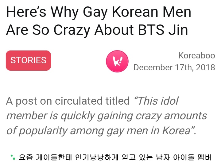 Here's Why Gay Korean Men Are So Crazy About BTS Jin