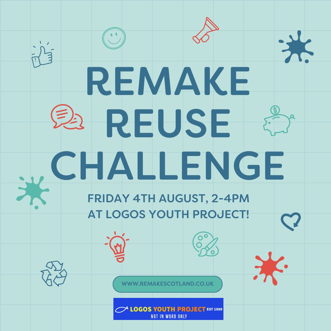 remake_scotland's tweet image. This Friday, we will be at @YouthLogos for our annual #Reuse Challenge!  We&apos;ll be running a &apos;Dragon&apos;s Den&apos; style challenge, judging your great reuse ideas! There&apos;s prizes to be won and fun to be had!
#GetInvolved #CircularEconomy