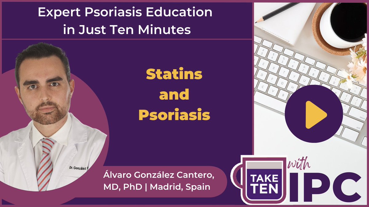 IpcPs's tweet photo. Join #IPCCouncilor Álvaro González Cantero as he discusses the underuse of interventions in cardiovascular disease (#CVD) prevention, such as #statins, for patients with #psoriasis.
https://t.co/D3aRRs1R5y
#TakeTenWithIPC #PsoriasisExpert @Alvaro_Gonza https://t.co/oyGXj5KNDn